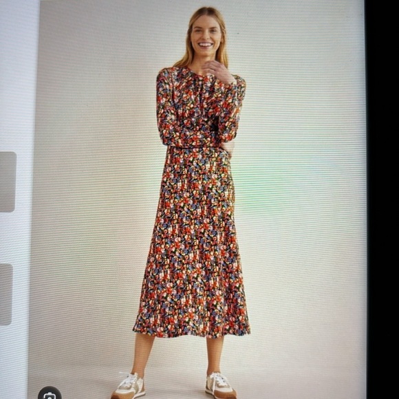 Boden Floral Empire Waist Tea Length Dress 20/22 - Picture 1 of 12
